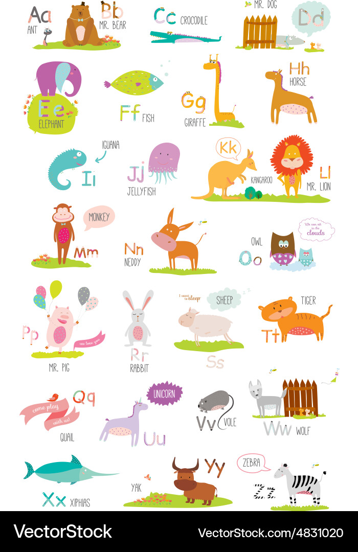 Playful Zoo Alphabet for Kids Vector Image