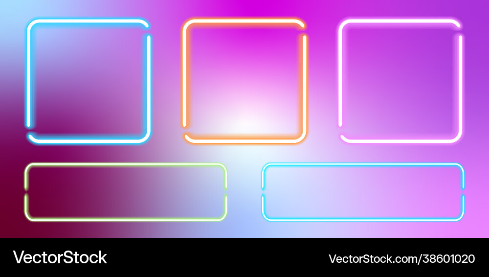Set neon glowing frames in multicolored unicorn Set neon glowing frames in multicolored unicorn Vector Image