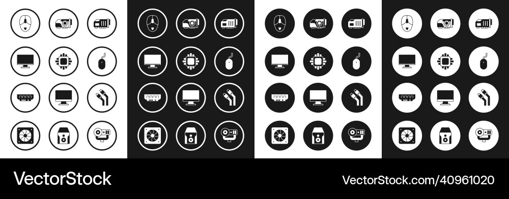 Set video graphic card processor with cpu Set video graphic card processor with cpu vector image