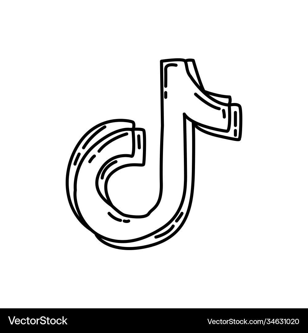 TikTok Doodle Icon - Hand Drawn Stil Vektorbild