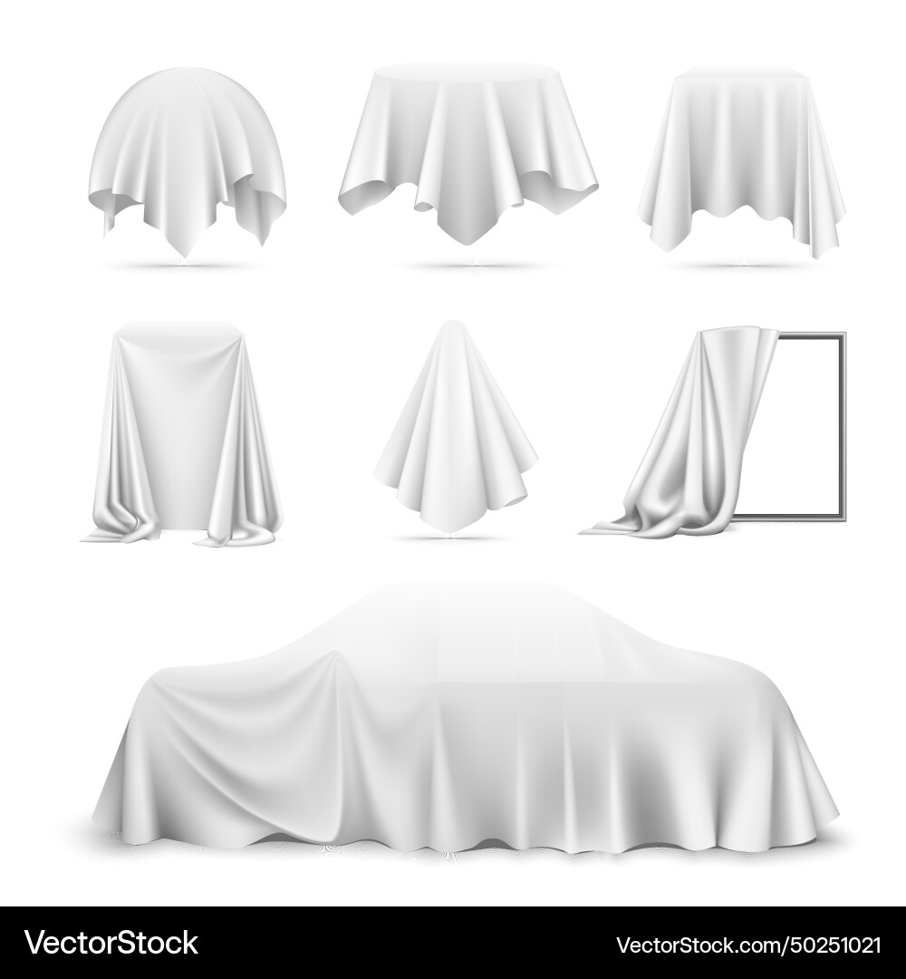 Cloth covered objects realistic set Vector Image