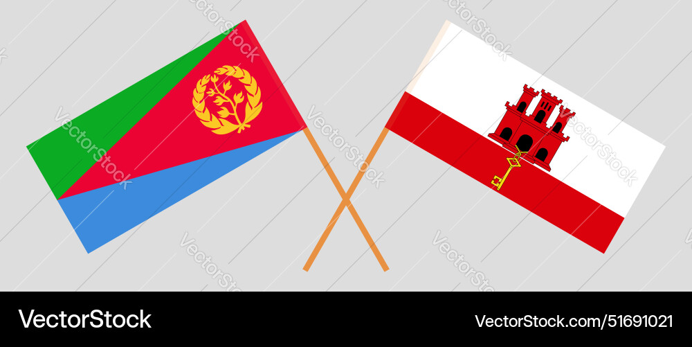 Crossed flags of eritrea and gibraltar official vector image