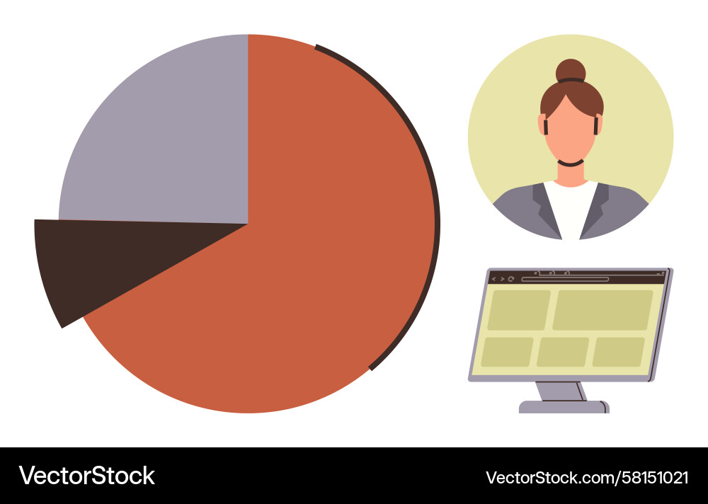 Data Analysis & Pie Chart Visualization Vector Image