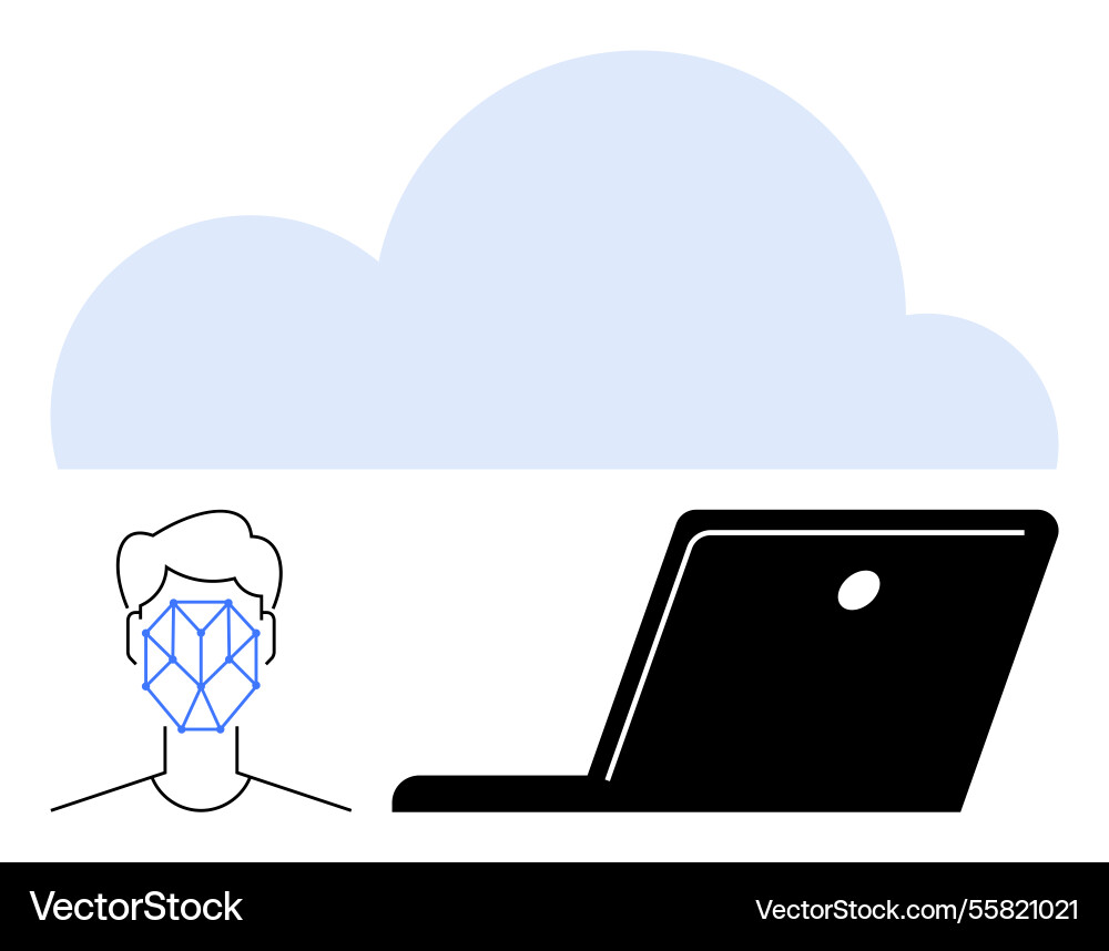 Face recognition and cloud computing technology Face recognition and cloud computing technology vector image