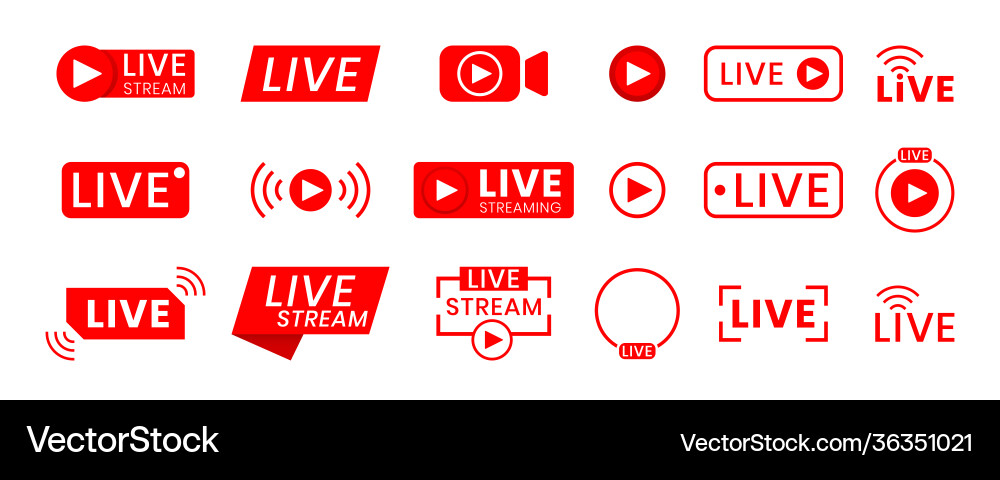Icons mit Live-Streaming-Symbolen aufnehmen Icons mit Live-Streaming-Symbolen aufnehmen vektorbild