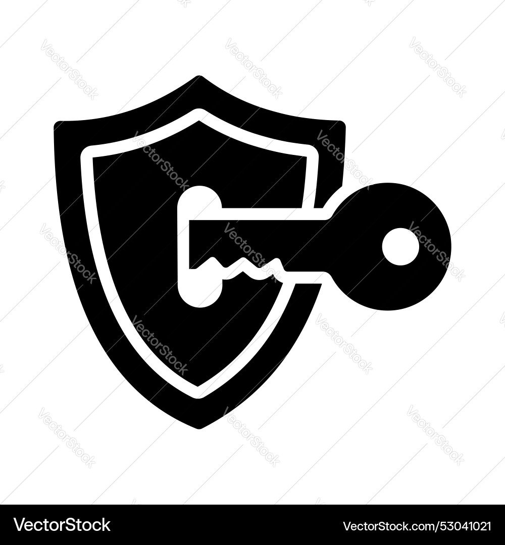 Key inside shield showing access security modern Vector Image