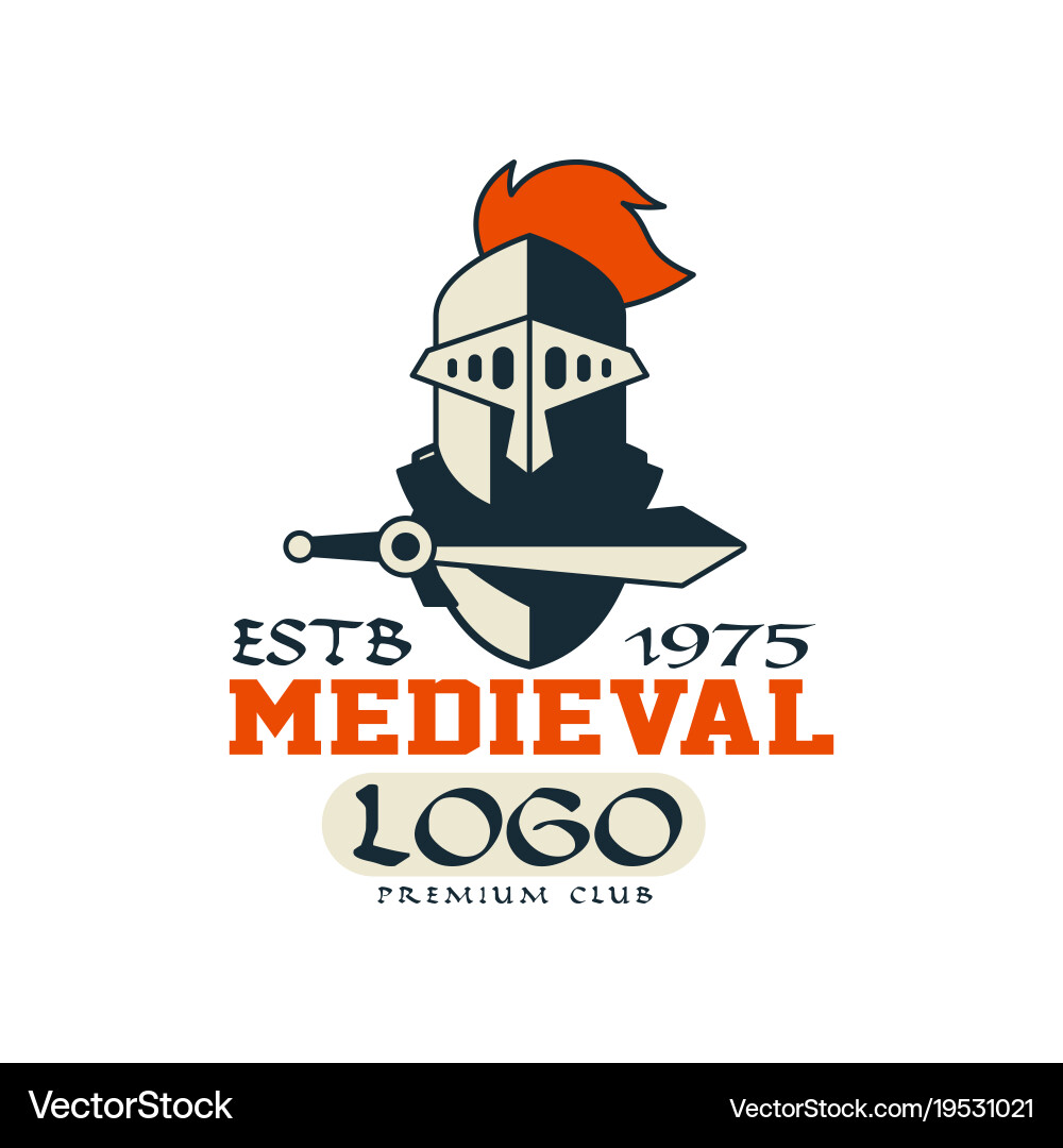 Medieval Knight Helmet Logo - Vintage Estb 1975 Vector Image