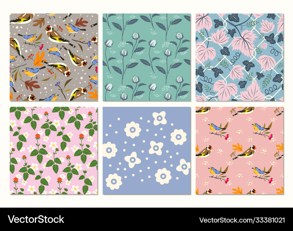Natural elements seamless pattern set six Natural elements seamless pattern set six vector image
