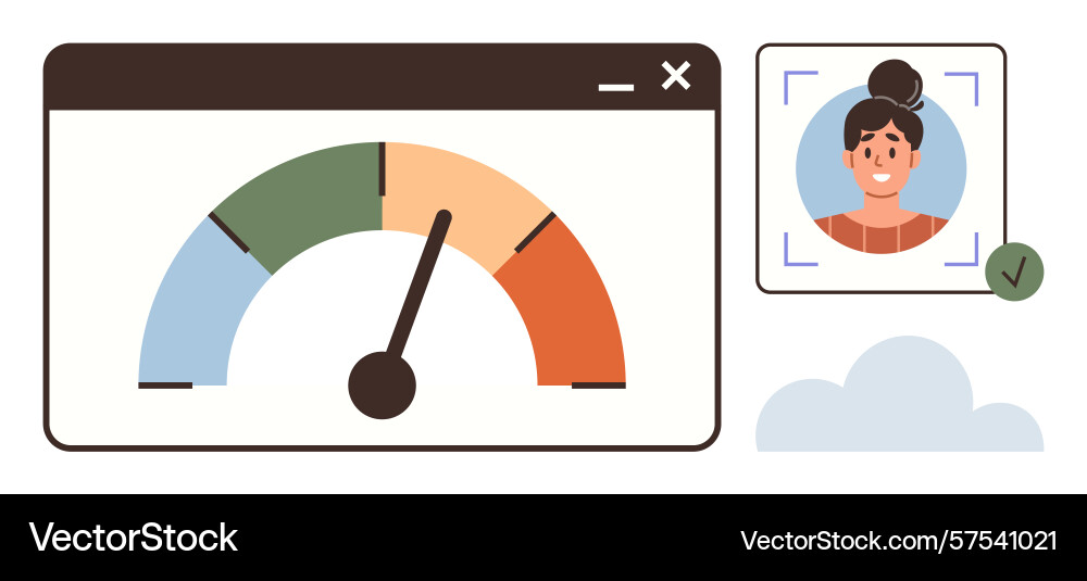 Performance evaluation gauge with user profile Performance evaluation gauge with user profile vector image