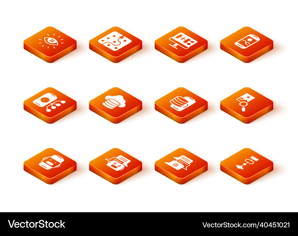 Set chat bot neural network cloud database Set chat bot neural network cloud database vector image