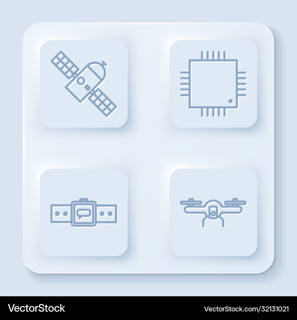 Set line satellite processor with microcircuits Set line satellite processor with microcircuits vector image