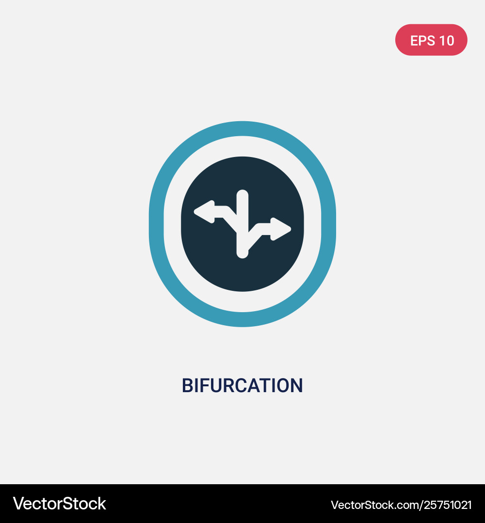 Two color bifurcation icon from user interface vector image