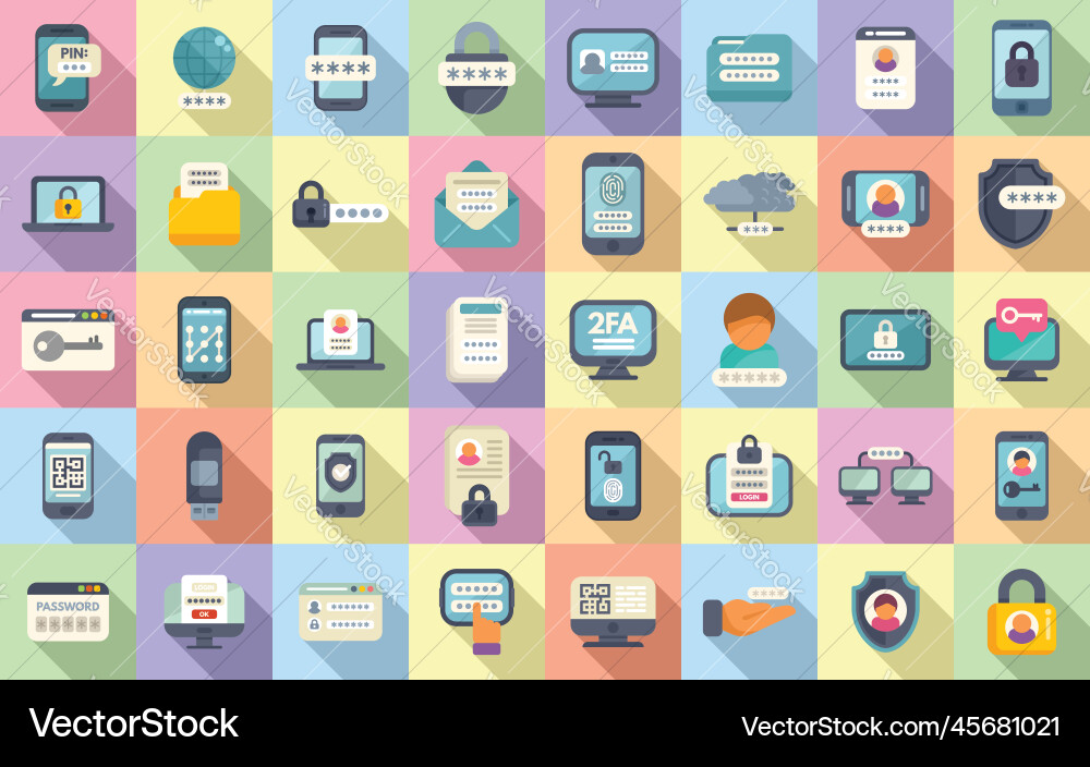 Two-Factor Authentication Icons vector image