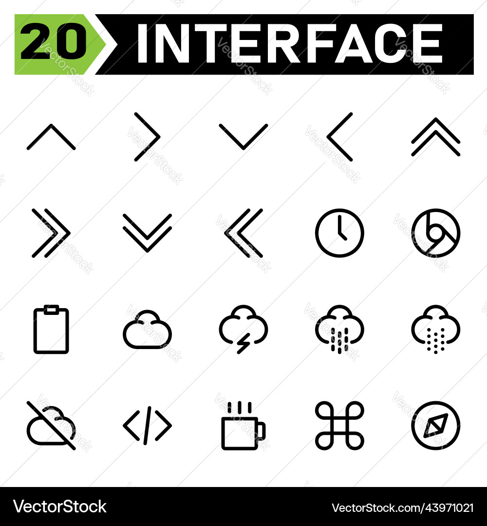 User interface icon set include chevron up arrows vector image