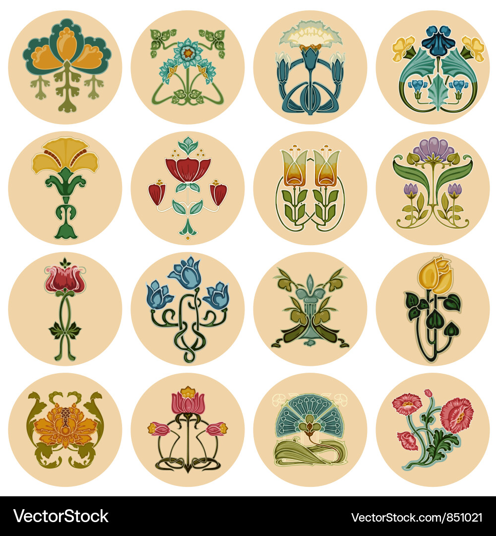 Vintage flowers label set Royalty Free Vector Image