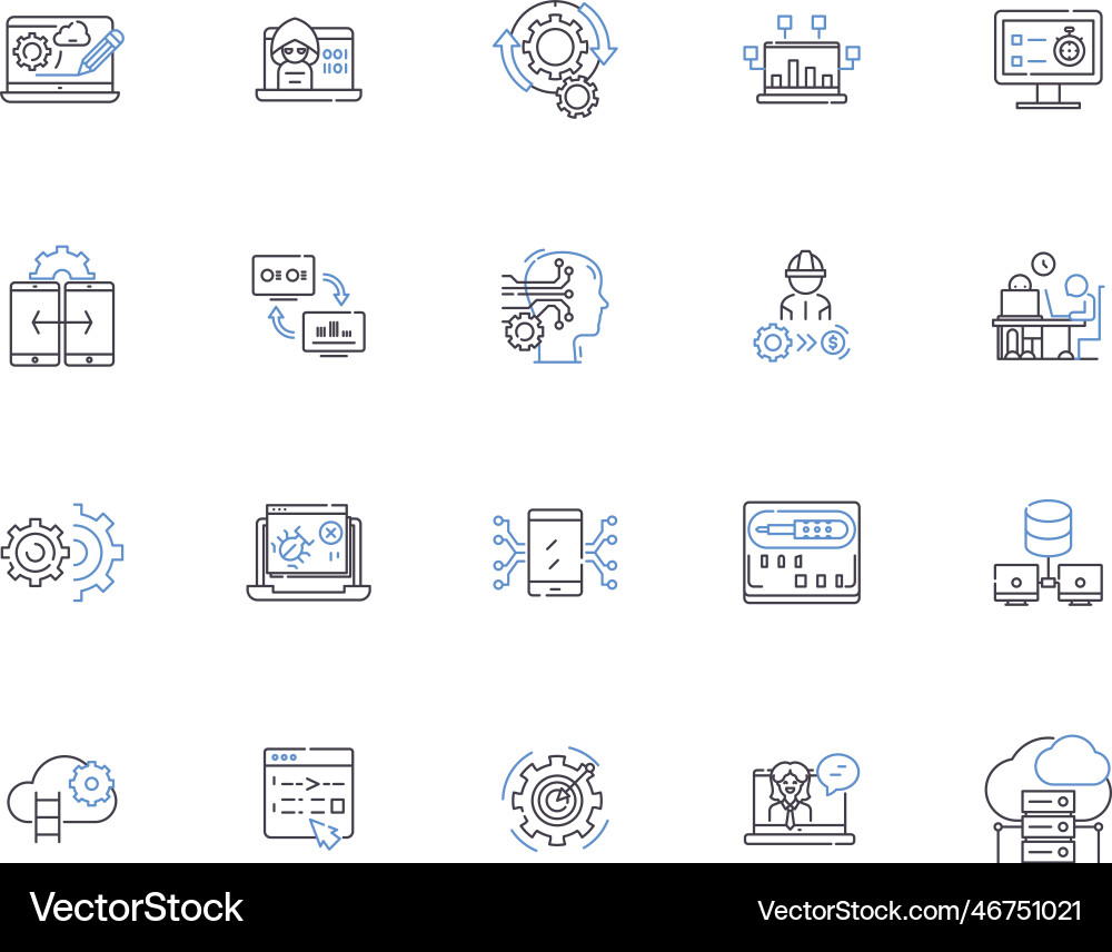Web Development Line Icons vector image