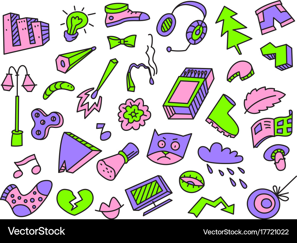 Abstract set with many items collection Vector Image