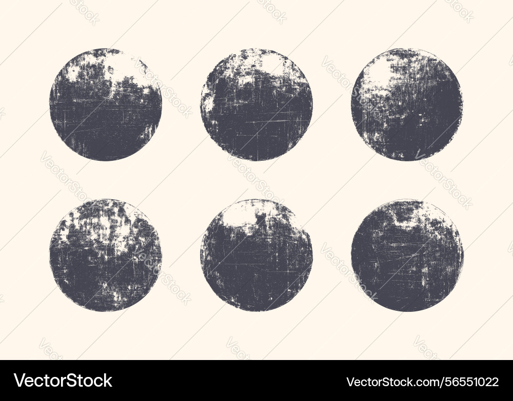 Assorted scratched distressed textured circles Assorted scratched distressed textured circles vector image