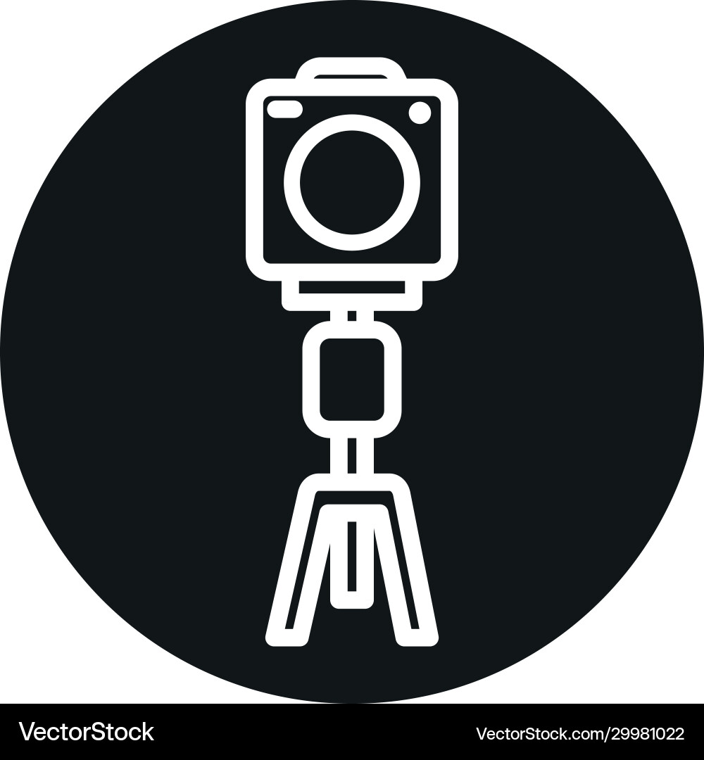 Camera over tripod line block style icon vector image