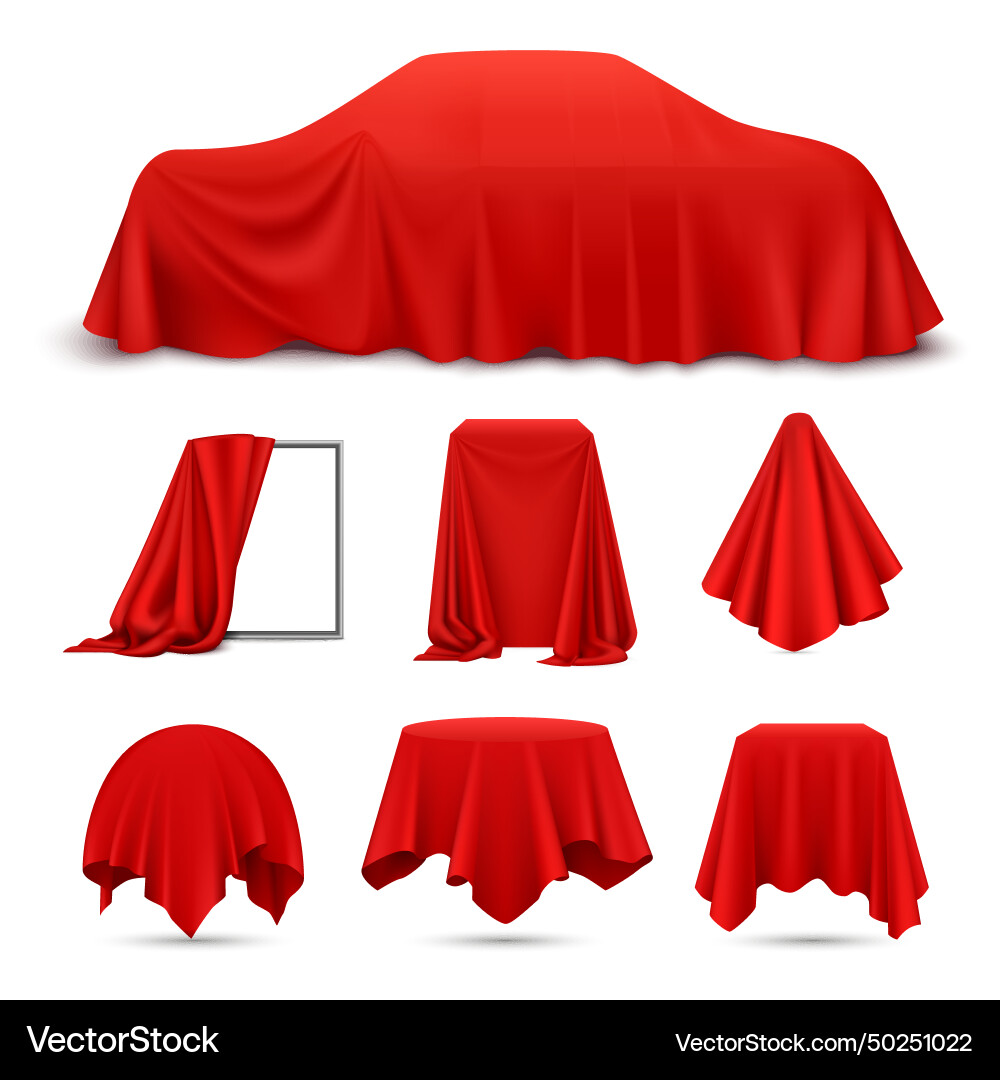 Cloth covered objects realistic set Vector Image