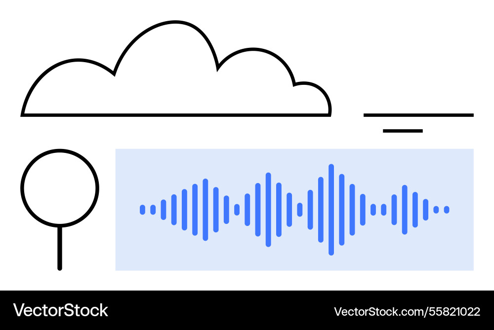Cloud computing with data and audio waveform Cloud computing with data and audio waveform vector image