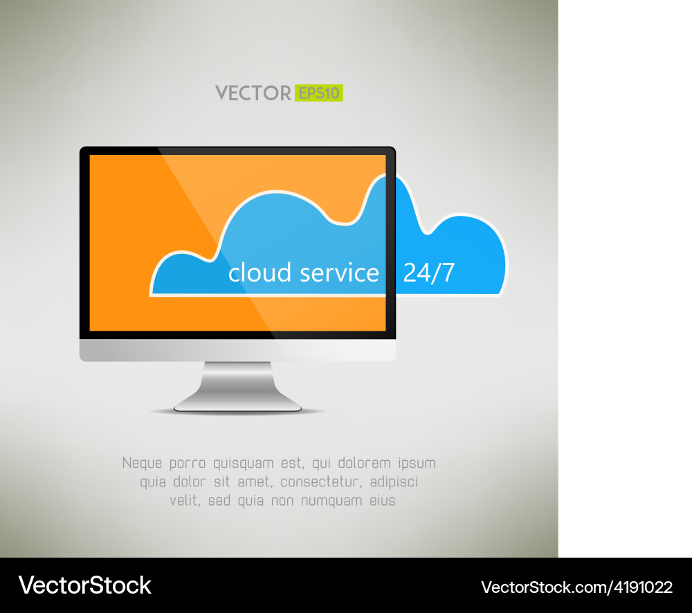 Cloud service on computer screen icon twenty-four Vector Image