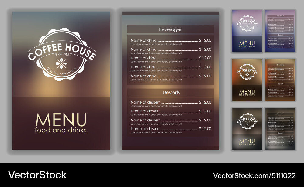 Coffee Menu Template with Blurred Background vector image