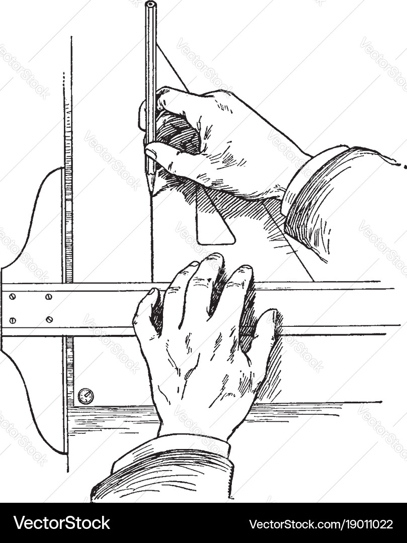 Drawing vertical lines using a t-square Vector Image