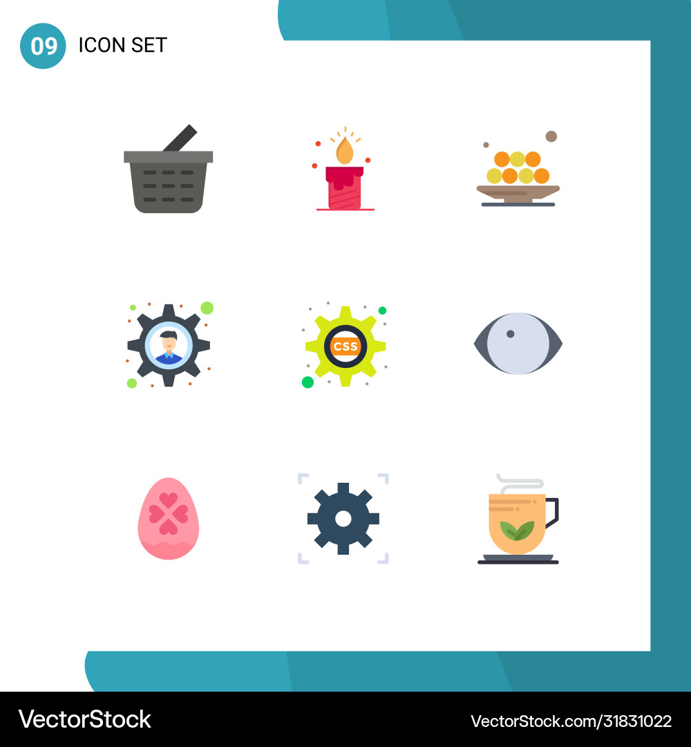 Editable line pack 9 simple flat colors css Vector Image