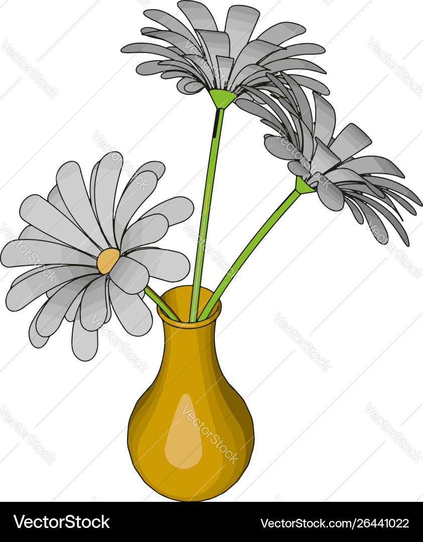 Gelbe Vase mit Blumen auf weißem Hintergrund Gelbe Vase mit Blumen auf weißem Hintergrund vektorbild