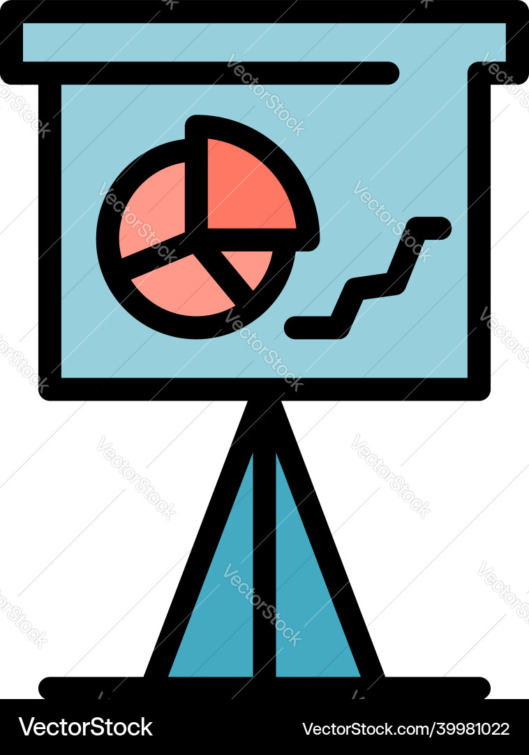 Graph on the flip chart icon color outline Graph on the flip chart icon color outline vector image