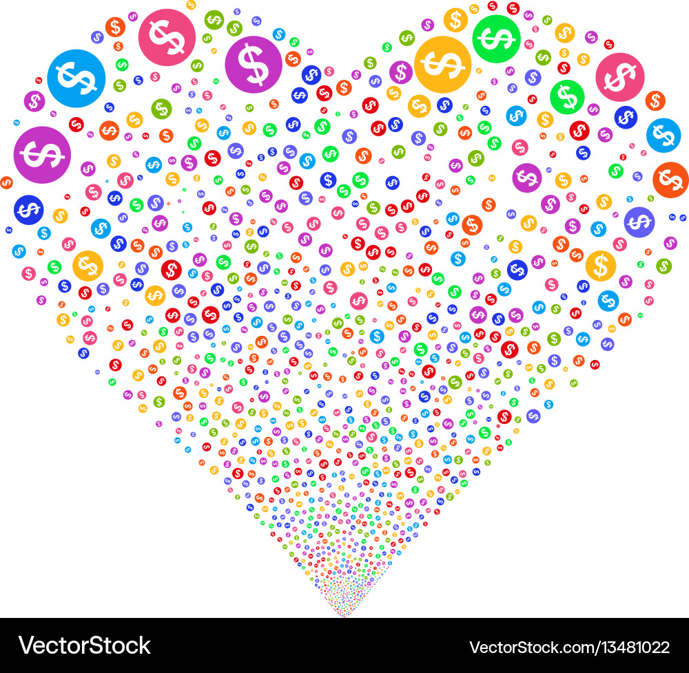 Money fireworks heart Vector Image