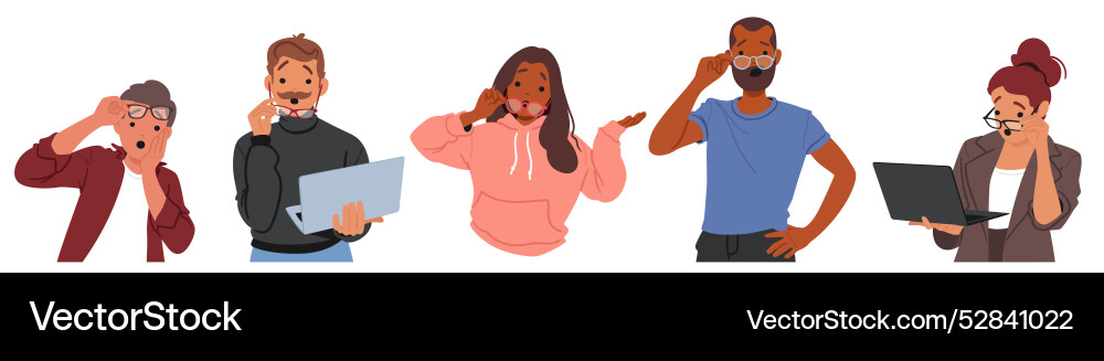People displaying surprised expressions while Vector Image