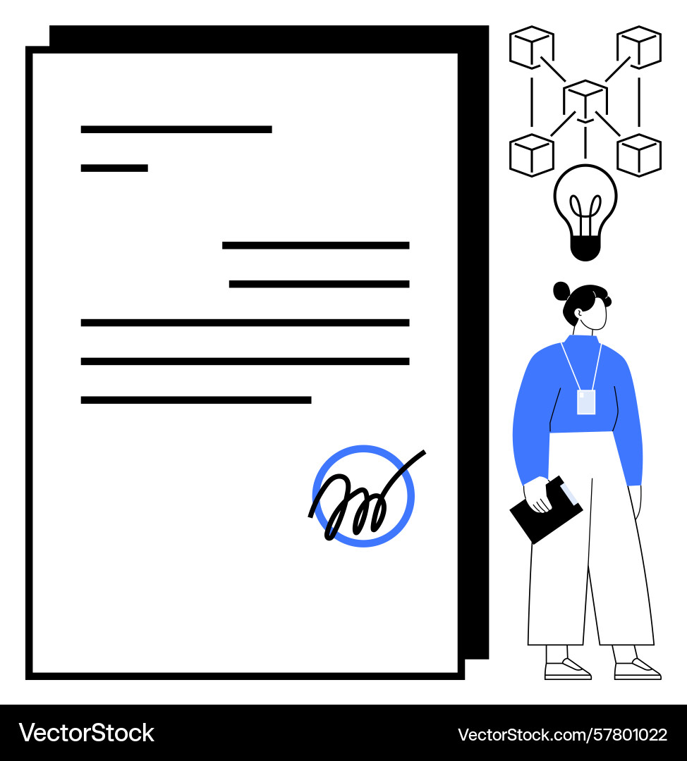 Professional agreement with signature blockchain Professional agreement with signature blockchain Vector Image