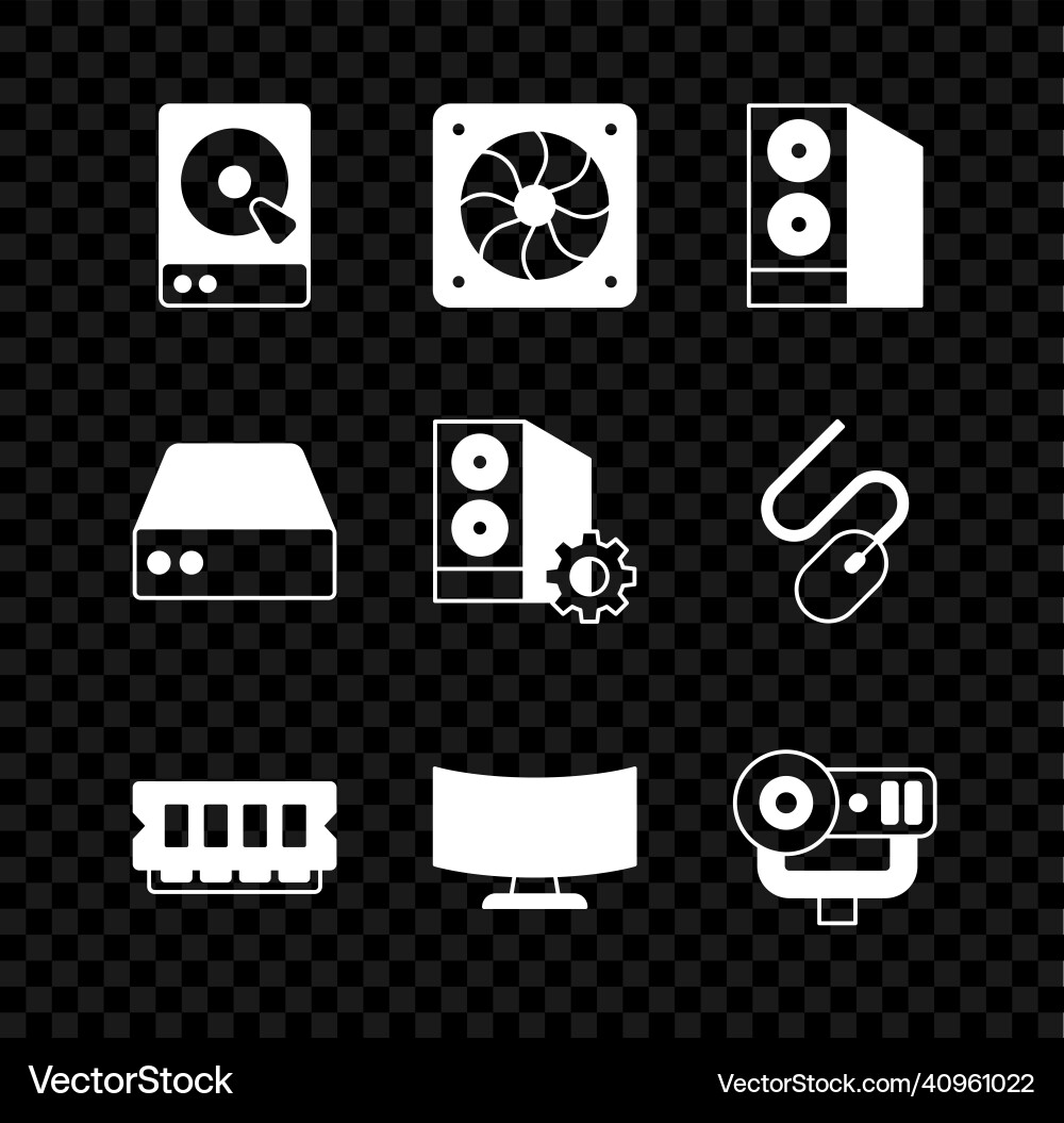 Set hard disk drive hdd computer cooler case Vector Image