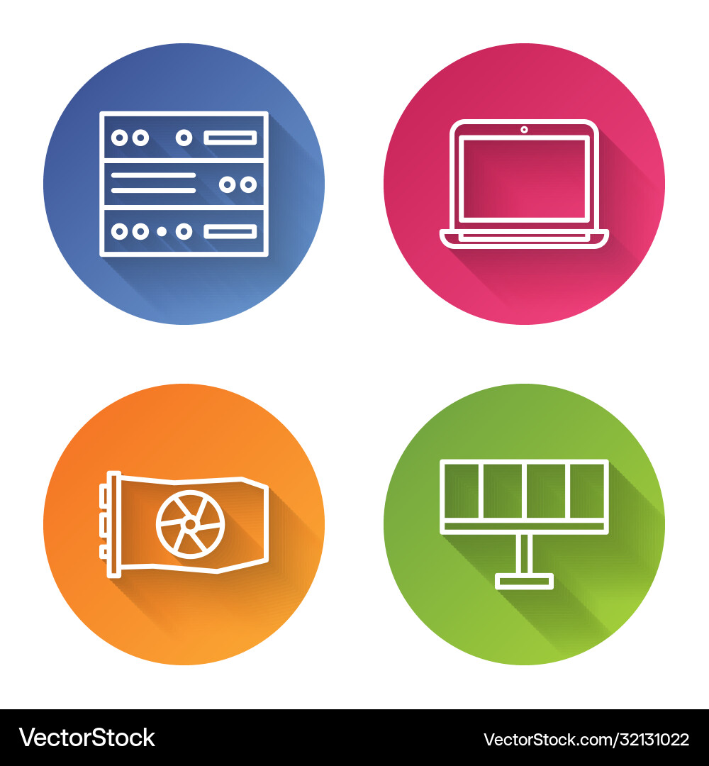 Set line server data web hosting laptop video Set line server data web hosting laptop video Vector Image