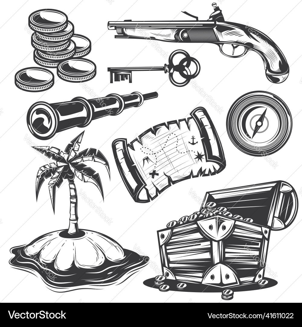 Set of treasure elements for creating your own Set of treasure elements for creating your own Vector Image