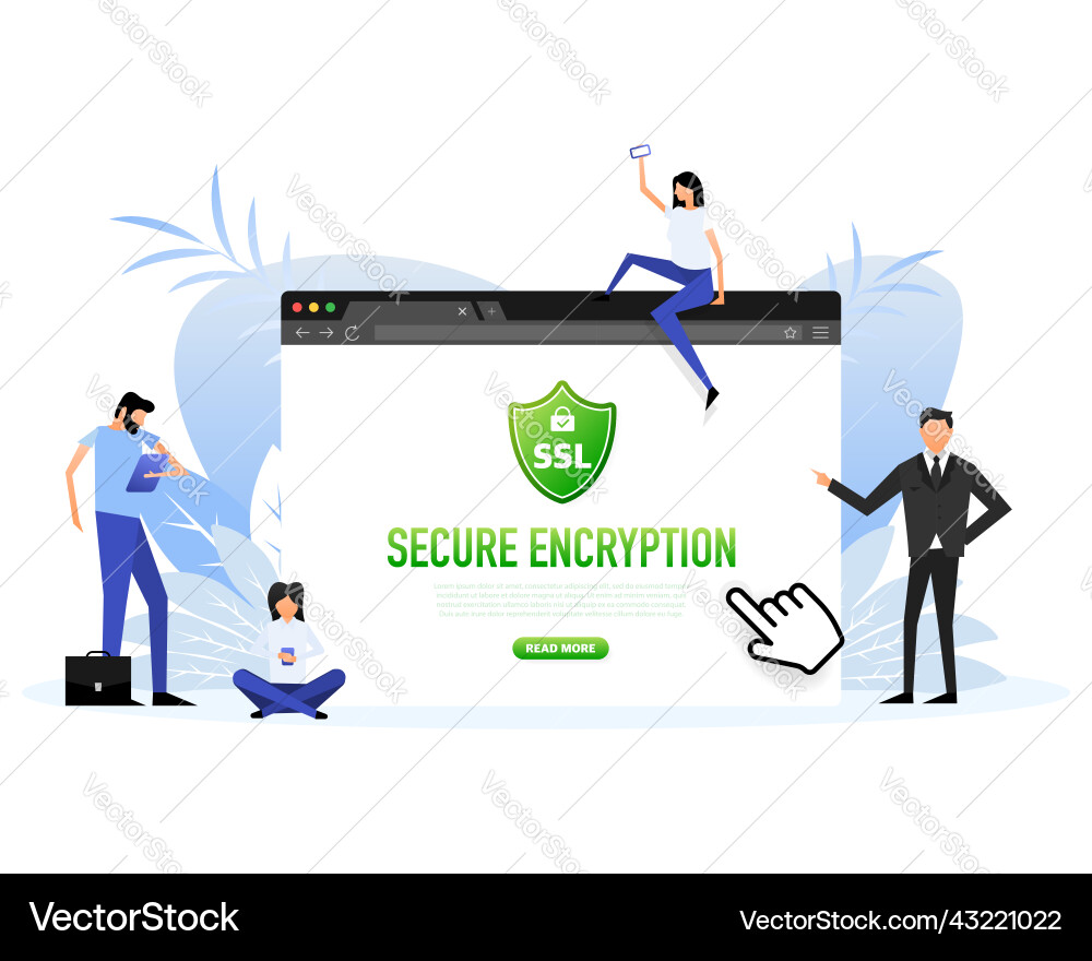 Ssl encryption label flat people secure banner Ssl encryption label flat people secure banner vector image