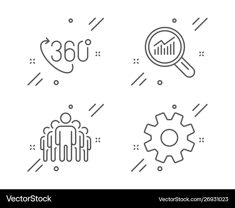 360 degree data analysis and group icons set 360 degree data analysis and group icons set vector image