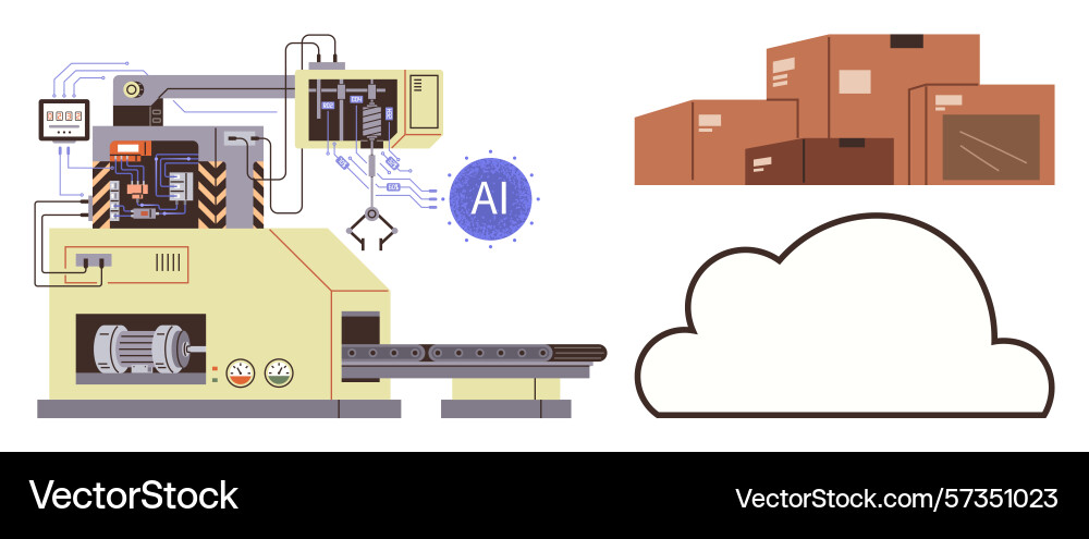 Ai-powered factory system with cloud integration Ai-powered factory system with cloud integration vector image
