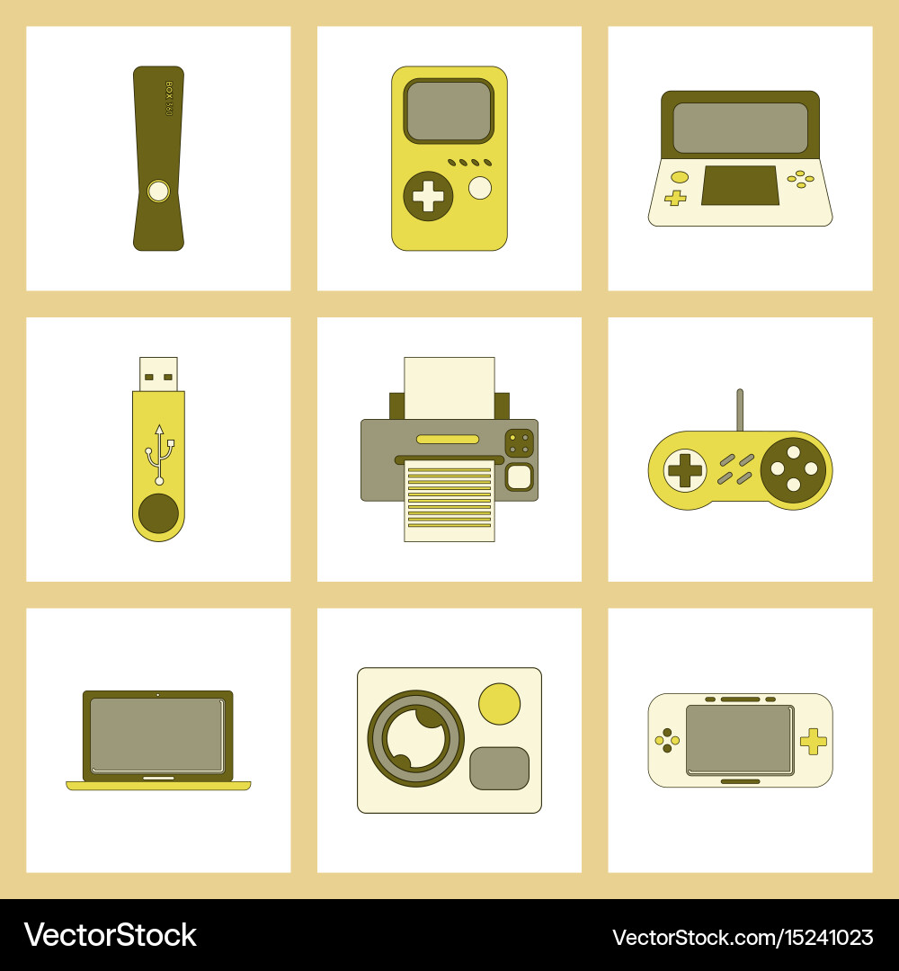 Assembly flat icon game console flash drive vector image