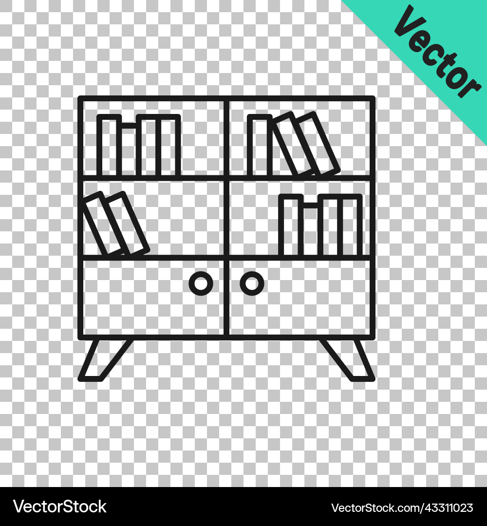 Black line library bookshelf icon isolated Black line library bookshelf icon isolated vector image