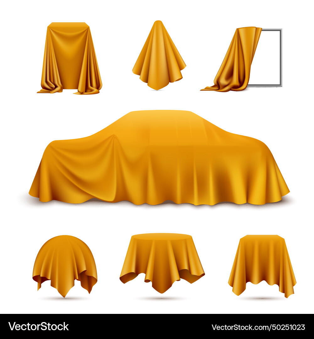Cloth covered objects realistic set Cloth covered objects realistic set Vector Image