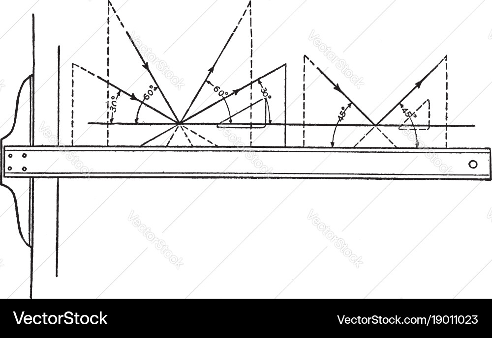 Drawing lines using triangle 30- 45- 60-degrees vector image