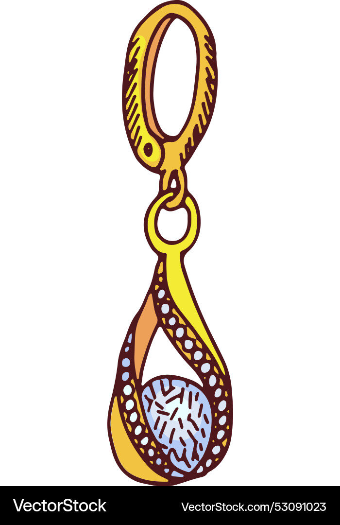 Elegant earring icon golden pearl precious Vector Image