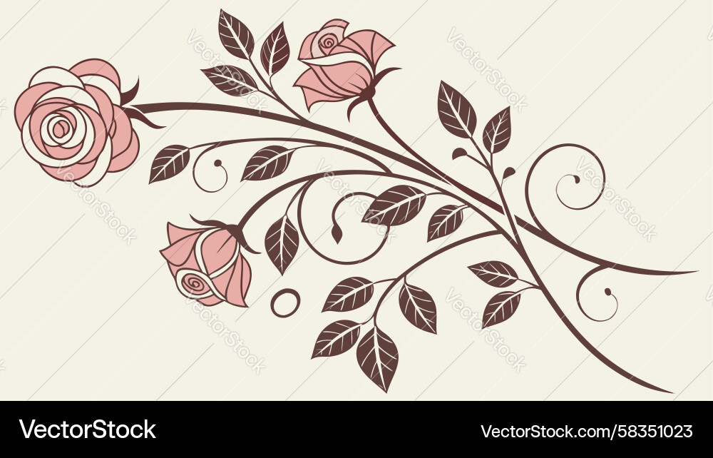 Floral Scroll Branch Pattern Vector Image
