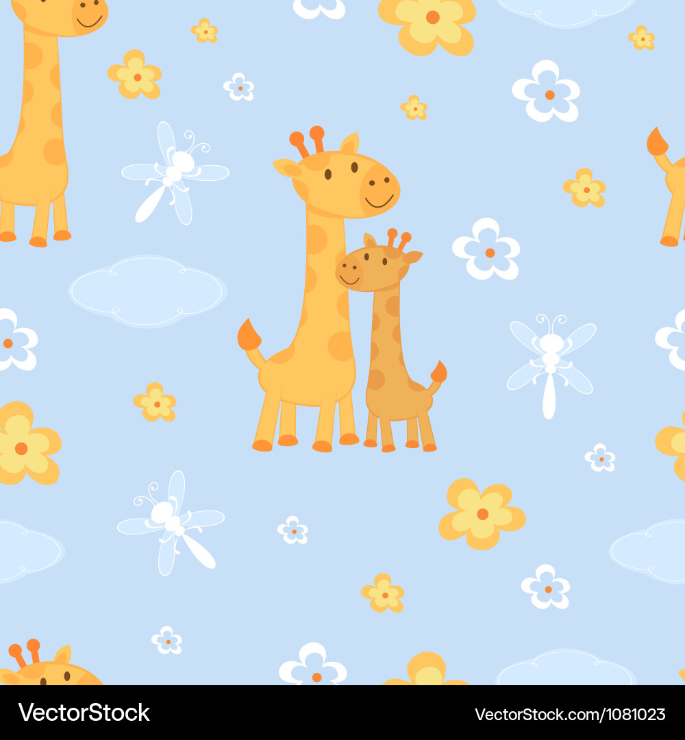 Giraffe Seamless Pattern - Pastel Colors Vector Image