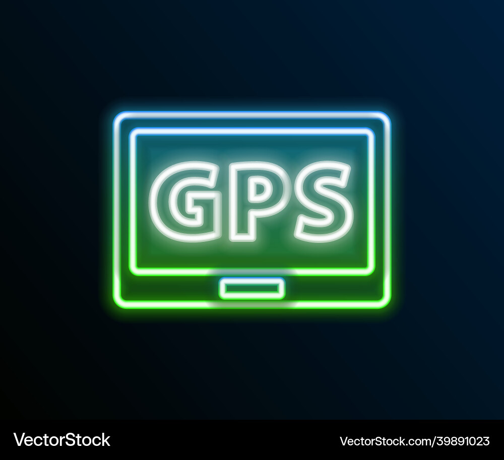 Glowing neon line gps device with map icon Vector Image