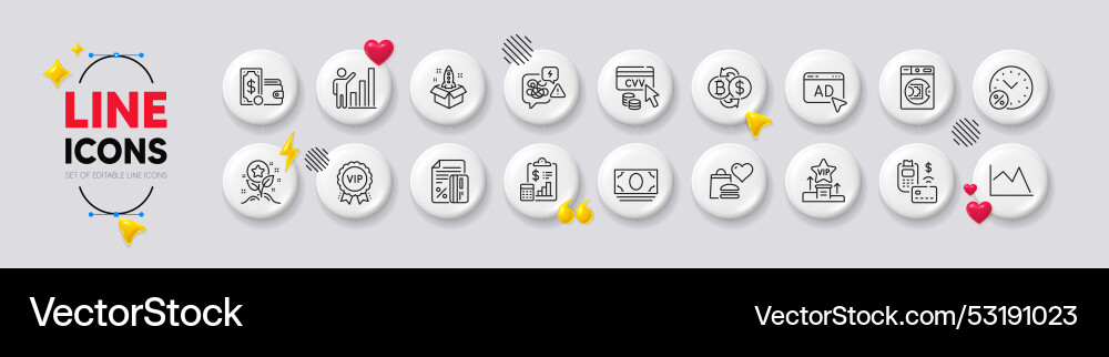 Graph chart pos terminal and stress line icons Graph chart pos terminal and stress line icons Vector Image