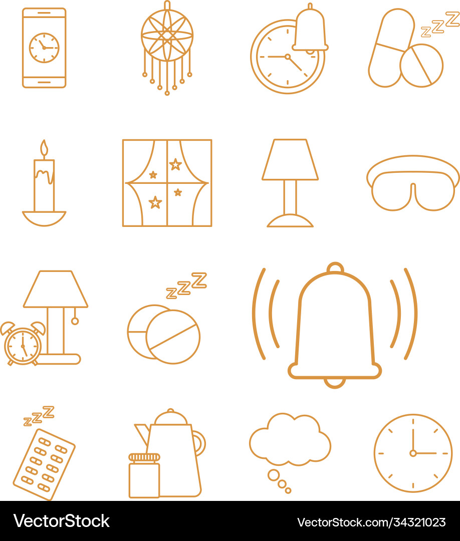 Insomnia line style set icons design Vector Image